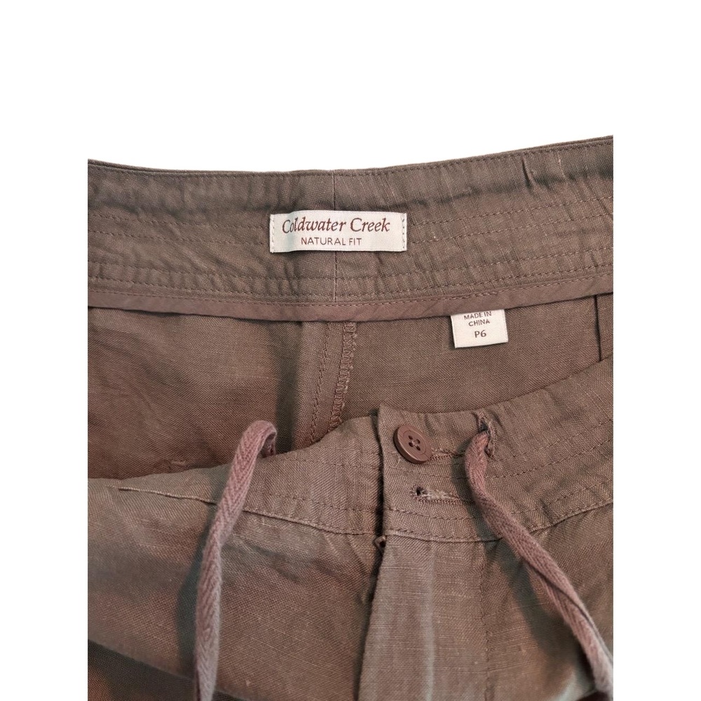 Coldwater Creek Capri Womens Size P6 Brown Linen Rayon Drawstring Casual Relaxed - Picture 11 of 12